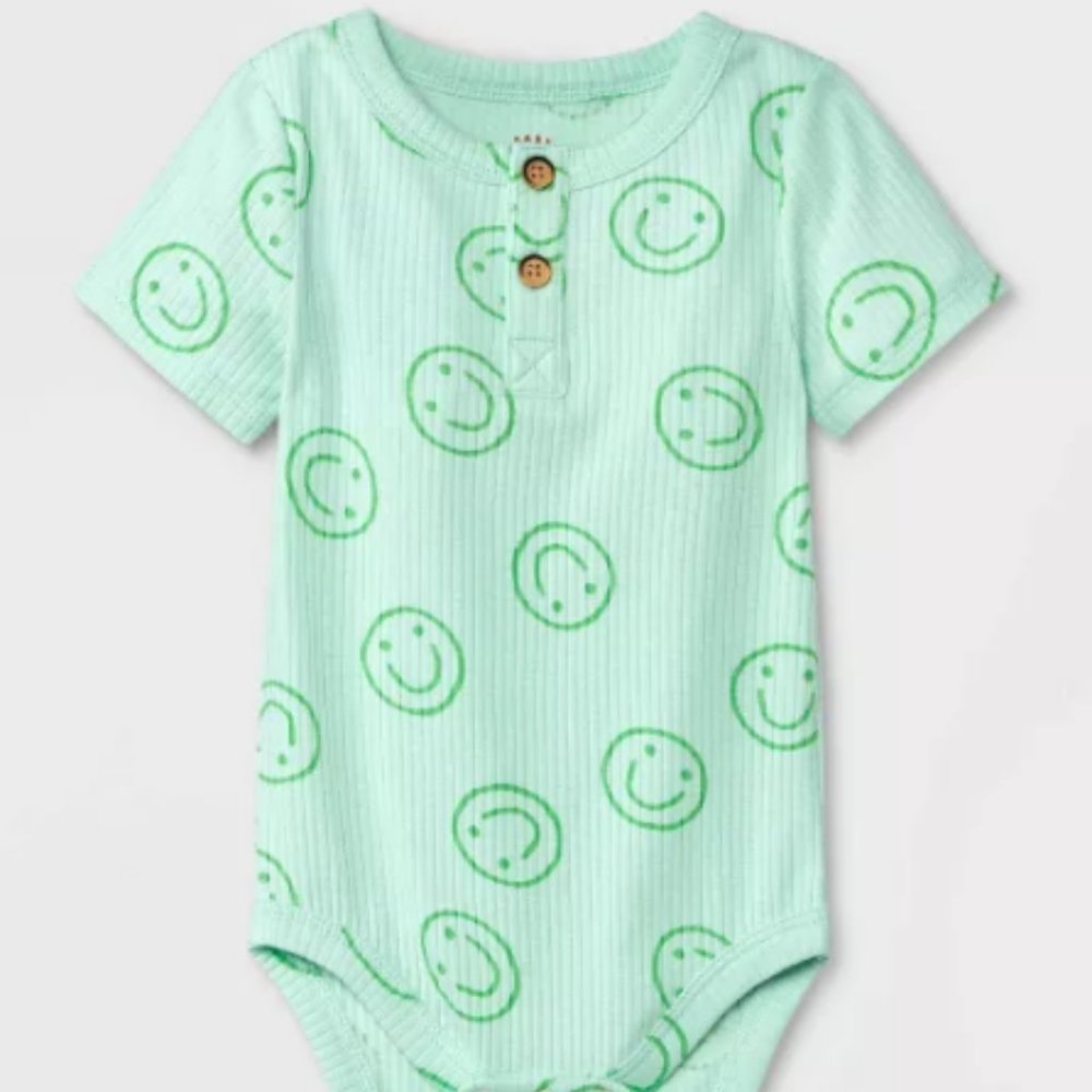 Baby Ribbed Henley Short Sleeve Bodysuit